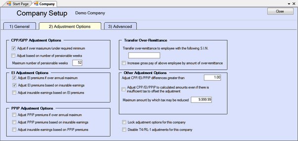 New Company Adjustment Options